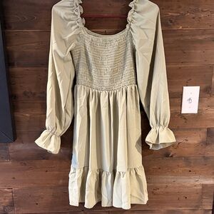 Elegant Green “sage” colored Long Sleeve Dress